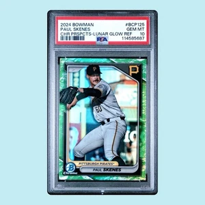 Bowman 2024 cromo #BCP125 Paul Skenes brillo lunar ref PSA 10 Pittsburgh Pirates - Imagen 1 de 1