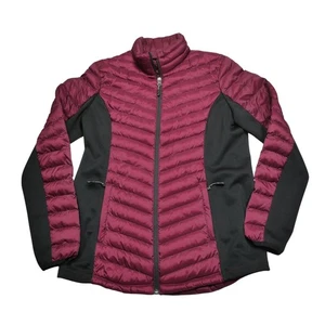 32 Degrees Heat Jacket Womens Medium Burgundy Black Puffer Softshell Zip Up - Picture 1 of 7