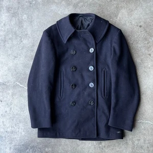 Vintage WW2 Naval Clothing Factory 10 Button US Navy USN Wool Peacoat FITS M - Picture 1 of 5