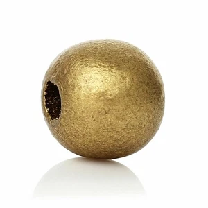 100 goldene Holz Zwischenperlen rund ca. 10 mm, Bohrung: ca. 3,5 mm, Weihnachtsperlen - Bild 1 von 3