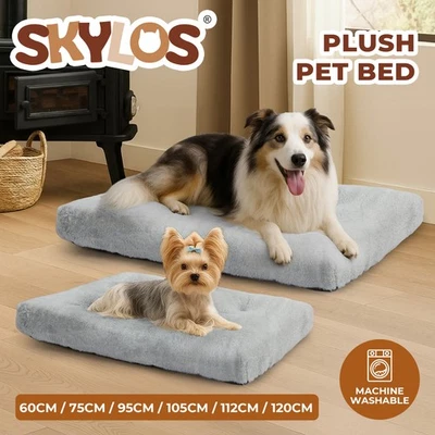 Skylos Large Dog Bed Plush Cat Pet Cushion Mat Dog Crate Mattress Washable Soft - Image 1 of 4