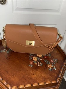 NWT Moncrief London Handbag Taylor Leather Flap Shoulder Purse Brown Retail $825 - Picture 1 of 7