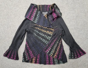 Ange Damen Wickelpullover schwarz Größe PL mehrfarbig gestreift - Bild 1 von 6