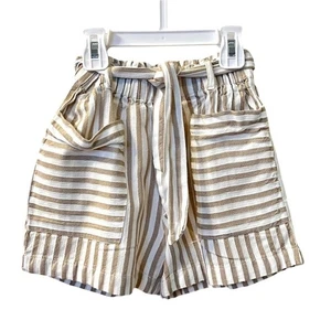 Mayoral Girls Striped Paperbag Shorts Beige Size 8 Summer Casual - Picture 1 of 6