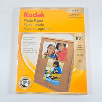 NUEVO KODAK Inyección de Tinta Papel Fotográfico Brillo 100 Hojas 6.5 mil 8.5"x11" Foto 1 de 4