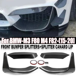 CARBON FIBER FOR BMW F80 M3 F82 M4 FRONT BUMPER VENT COVER+LOWER WIND SPLITTERS - Picture 1 of 11