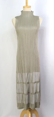 PLEATS PLEASE Beige High Neck Sleeveless Dress ISSEY MIYAKE 276 6449 - Image 1 of 4