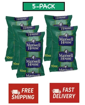 Maxwell House Ground 无咖啡因咖啡,50 盎司(5 包 10 盎司每个)免运费 — 第 1/4 张图片