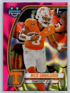 2024 Bowman University Chrome #139 Nico Iamaleava Pink Lava Refractor - Bild 1 von 2