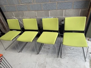 4x Mobili Stacking Office Chairs - Lime Green Fabric, Chrome Frame - Seating - Picture 1 of 3