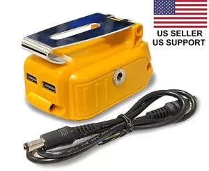 DC12V 5A Dewalt DCB Battery Adapter Power Source w/ Cable, Dual USB, US Seller - Picture 1 of 3