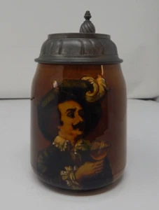 Antique Villeroy & Boch Mettlach 1/2 L Beer Stein w Pewter Lid Germany - Picture 1 of 4