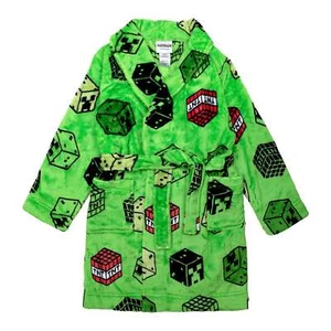 Kids Minecraft Robe Pajama Cover Up Bathrobe Boy Girl 5 6 8 10 12 Creeper Movie - Picture 1 of 2