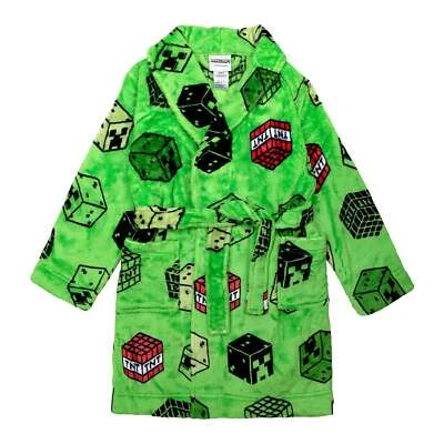Kids Minecraft Robe Pajama Cover Up Bathrobe Boy Girl 5 6 8 10 12 Creeper Movie - Image 1 of 2