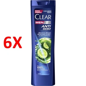 6 X Clear Men Shampoo Antiforfora Anti Sebo Cute E Capelli Grassi 225 Ml - Imagen 1 de 1