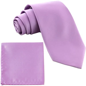 NEW 100% Silk Men's Neck tie & hankie set skinny 2.5" Lavender formal wedding - Picture 1 of 3