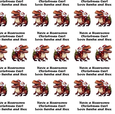 Santa T-Rex Dino Dinosaur christmas personalised Christmas gift wrapping paper - Image 1 of 2