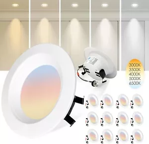 Lmlaite 4” LED Recessed Lighting 12 Pack, 5CCT Ultra-Thin Selectable Can Lights, - Picture 1 of 6