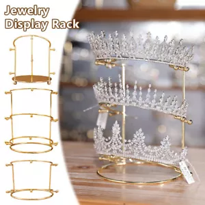 Diadema de Cristal Tiara Corona Pantalla Estante Dorado Metal Princesa Soporte Almacenamiento NUEVO - Imagen 1 de 18