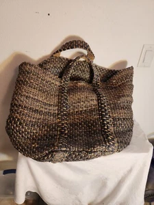 Jute Hemp Large Tote Market Bag Boho Handmad India 18" Tall X 25" Wide Hippie - Picture 1 of 6