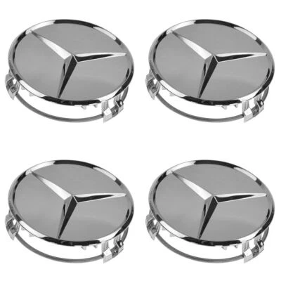Juego de 4 tapacubos centrales de rueda con estrella elevada cromados Foto 1 de 2