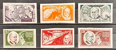 Latvia, Latvija, Sc B66-B71 imperf.; Mi 153B-158B MH/* - Image 1 of 2