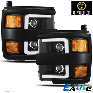 Fit 2015-2019 Chevy Silverado 2500/3500 Polished Black DRL Projector Headlights - Bild 1 von 5