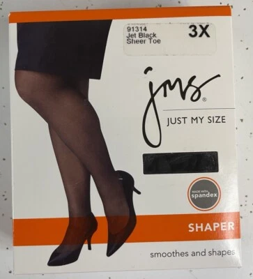 NUEVAS Pantimedias Just My Size Shaper Medias de Nylon Negro Jet Talla 3X 91314 Foto 1 de 4