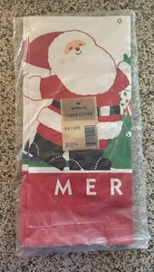 Vintage Hallmark Christmas Paper Table Cover Santa Claus Ho Ho Ho 54" x 102" - Picture 1 of 2