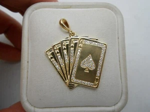 1CT Lab-Created Round Diamond Spades Of Card Shape Pendant 14k Yellow Gold Over - Picture 1 of 6