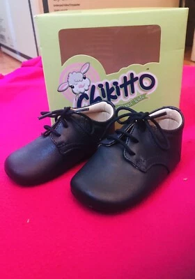Zapatos Oxford Chikitto Bebé Recién Nacido Cuero Azul Marino Talla 2 EE. UU. NUEVOS Foto 1 de 4