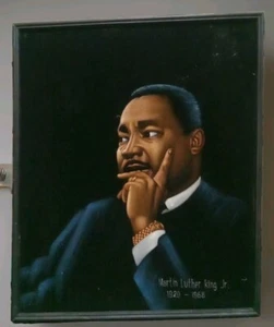 Martin Luther King Jr. Portrait Velvet Painting Framed Wall Art - Picture 1 of 3