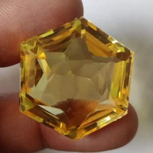 Large Yellow Citrine 39.15 Ct Hexagon Cut AAA+ Loose Gemstone for Ring & Pendant - Picture 1 of 4