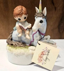 JODY BERGSMA Fantastic Kingdom Spieluhr A Few See The Magic 1985 Einhorn Kind - Bild 1 von 6
