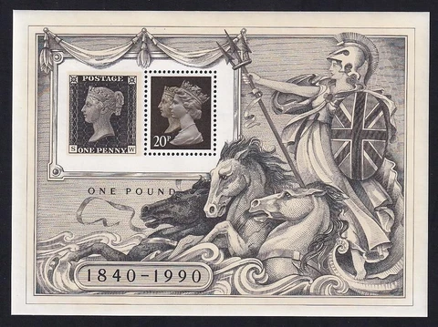 GB 1990 Penny Black Anniversary, MNH machin souvenir sheet, sc#MH193f  [W41] Cover