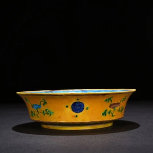 8.7" Old ming dynasty yongle mark Porcelain colour enamels Dragon pattern plate - Picture 1 of 8