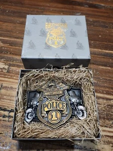 Harley Davidson Motorcycles POLICE 1 Belt Buckle 1993 On Patrol Since 1909 RARE - Picture 1 of 5