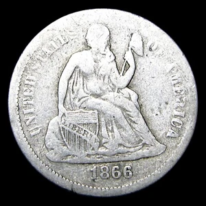 1866-S Weak S Seated Liberty Dime Silber ---- schöne Münze ---- #779V - Bild 1 von 3