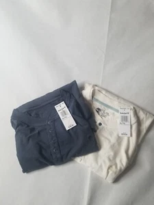 2 Timberland Henley Shirts Herren Größe 2XL grau & elfenbeinfarbene Baumwolle NEU mit ETIKETT! CA5 - Bild 1 von 5