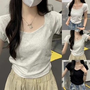 Fashionable Women Solid Color Short Sleeve T Shirts for Gorgeous Summer Looks - Picture 1 of 44