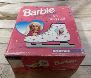 Vtg '94 BROOKFIELD BARBIE DOUBLE BLADE ICE SKATES w/Original Box Girls Sz 1 - Picture 1 of 13