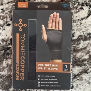 Tommie Copper Compression Wrist Sleeve Joint Pain Relief L/XL Black-NEW - Picture 1 of 2