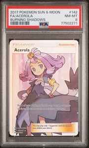 2017 Acerola 142/147 Burning Shadows Pokemon PSA 8 - Picture 1 of 2