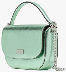 Kate Spade Krista grün metallic Leder Kette Klappe Crossbody KI955 neu mit Etikett $ 349 F - Bild 1 von 6