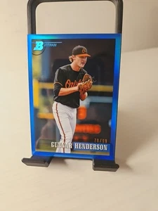 2021 Bowman Heritage Gunnar Henderson Blue Refractor # 70/99 Baltimore Orioles - Picture 1 of 2