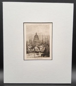 Grabado vintage R. Swain Gifford St. Paul London 5" 3 3/4" - Imagen 1 de 4