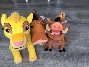 Disney Lion King Plush Bundle - Simba, Timone, Pumba Stuffed Animals Plush Lot 3 - Picture 1 of 14