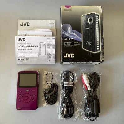 JVC GC-FM1 Pink 1080p HD Memory Video Camcorder Camera with 1GB SD Memory Card - Image 1 of 4