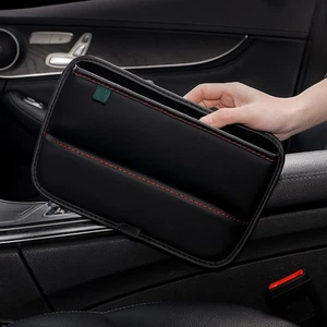 PU Leather Car Console Side Seat Gap Filler Front Seat Organizer Bag Phone Cards - Foto 1 di 4