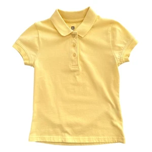 DENNIS UNIFORM Polo Shirt Girls Size 5-6 XS GXS Short Sleeve Yellow School - Picture 1 of 5